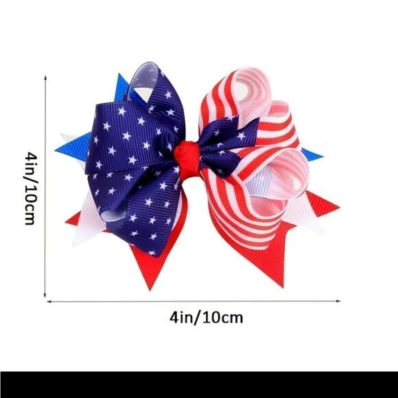 New 3/$20 Girls patrotic flag hair bow - Picture 2 of 6